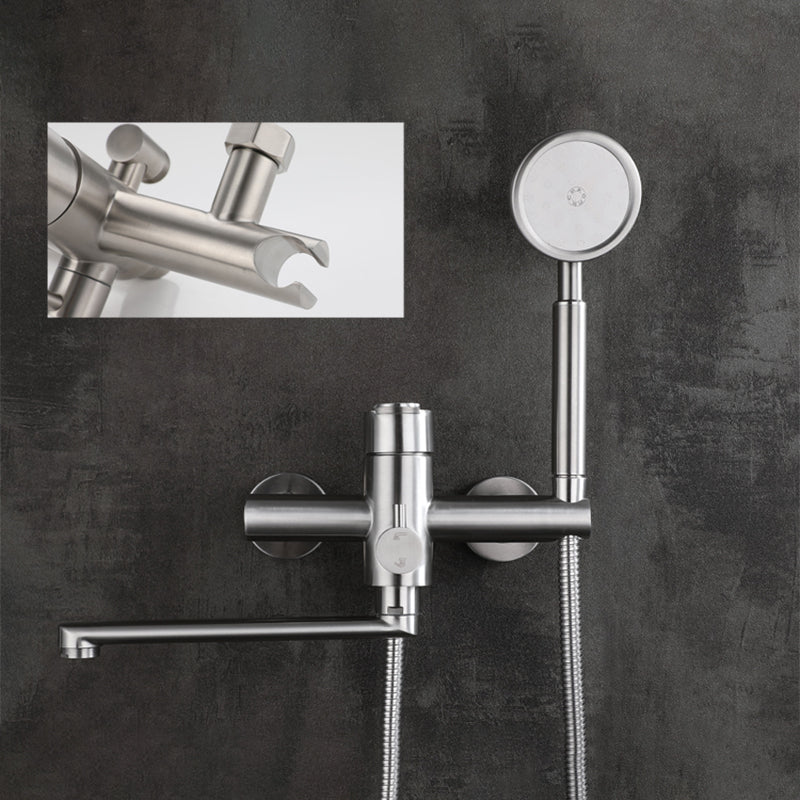 Wall Mounted Metal Tub Filler Low Arc Swivel Bathroom Faucet