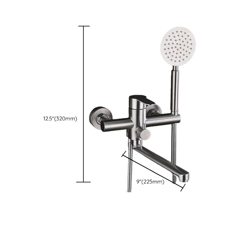Wall Mounted Metal Tub Filler Low Arc Swivel Bathroom Faucet