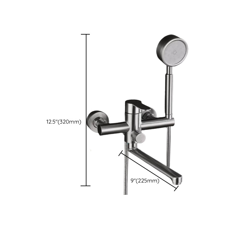 Wall Mounted Metal Tub Filler Low Arc Swivel Bathroom Faucet