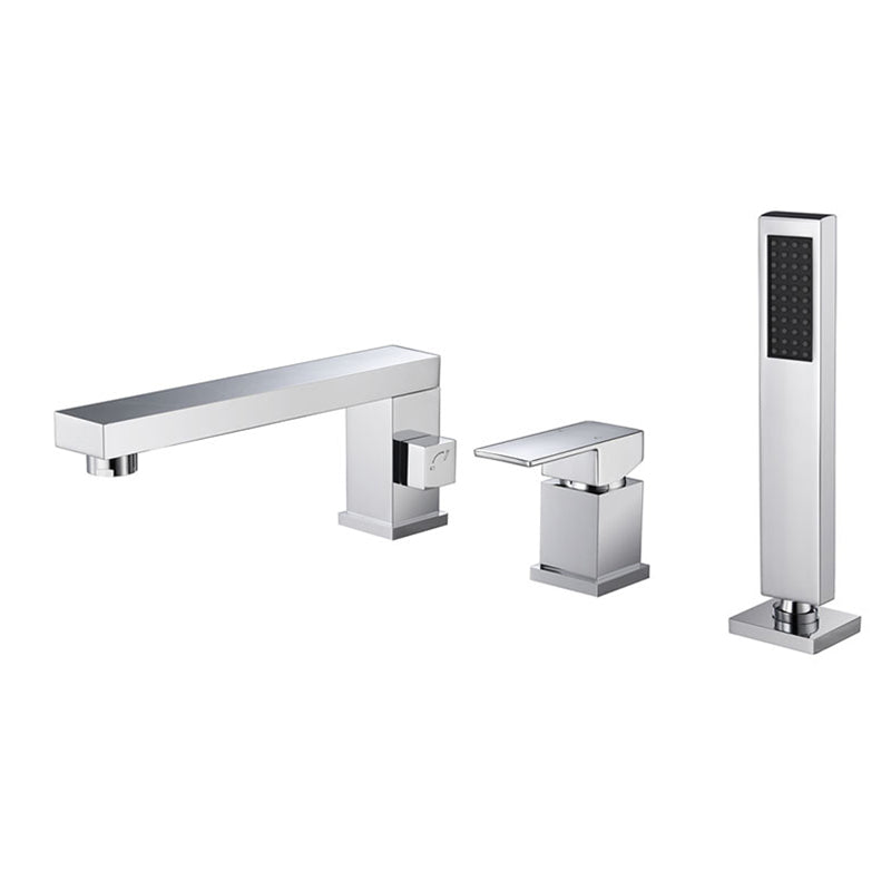Modern Wall Mounted Metal Tub Filler 3 Holes Swivel Tub Filler Trim