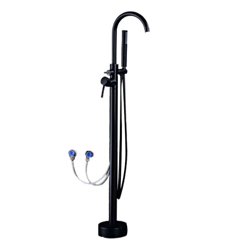 Floor Mounted Metal Freestanding Tub Filler Double Handles Freestanding Bathtub Faucet