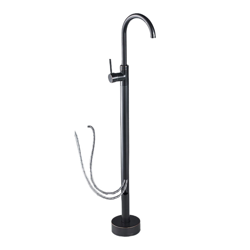 Floor Mounted Metal Freestanding Tub Filler Double Handles Freestanding Bathtub Faucet