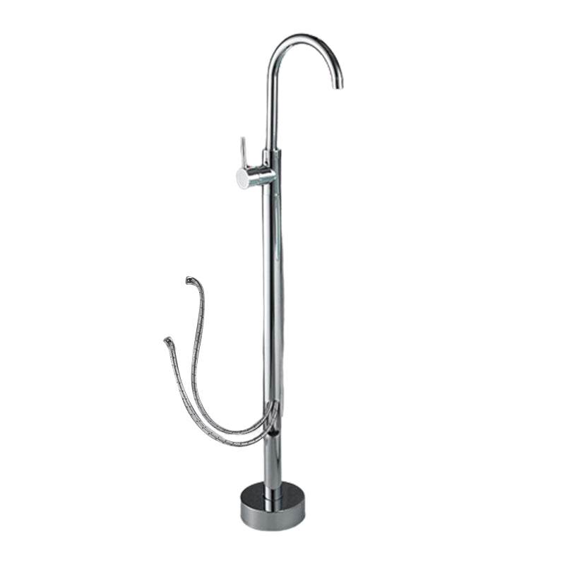 Floor Mounted Metal Freestanding Tub Filler Double Handles Freestanding Bathtub Faucet