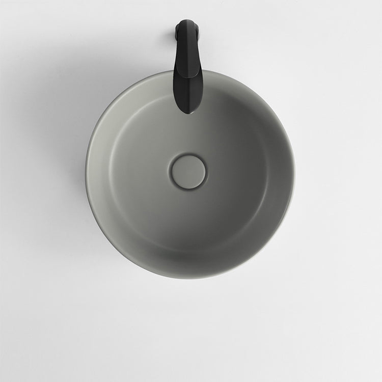 Modern Vessel Bathroom Sink Circular Porcelain with Pop-Up Drain Vessel Sink