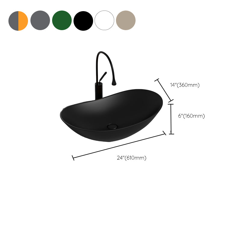 Modern Vessel Bathroom Sink Oval Porcelain with Basin and Faucet Wash Stand