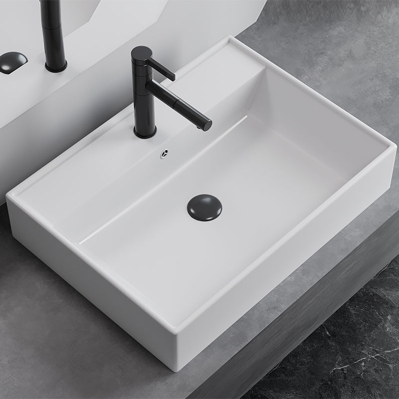 White Rectangular Trough Bathroom Sink Modern Trough Bathroom Sink