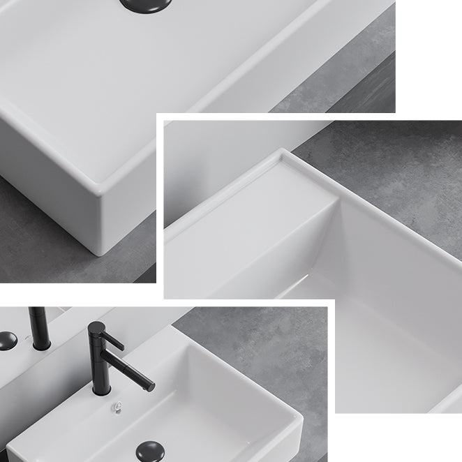 White Rectangular Trough Bathroom Sink Modern Trough Bathroom Sink