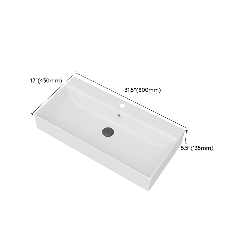 White Rectangular Trough Bathroom Sink Modern Trough Bathroom Sink