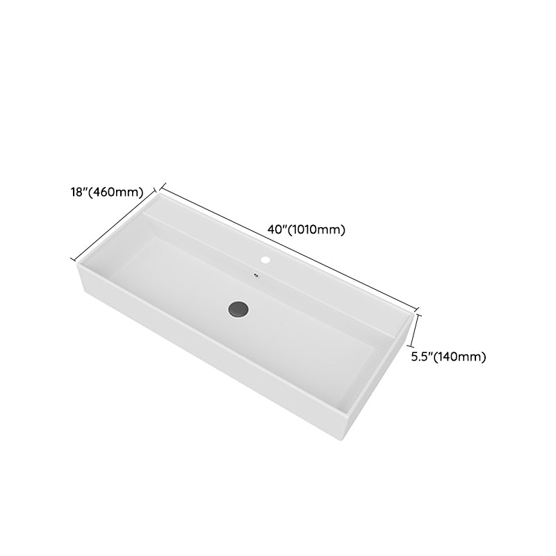 White Rectangular Trough Bathroom Sink Modern Trough Bathroom Sink