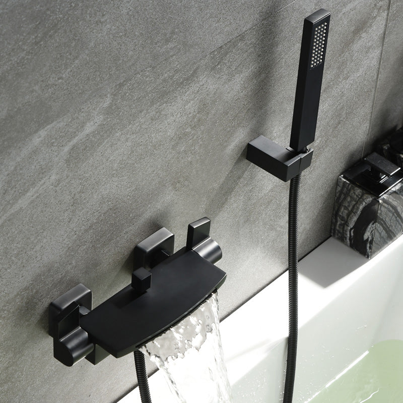 Wall Mounted Metal Tub Filler Low Arc Waterfall Tub Faucet Trim
