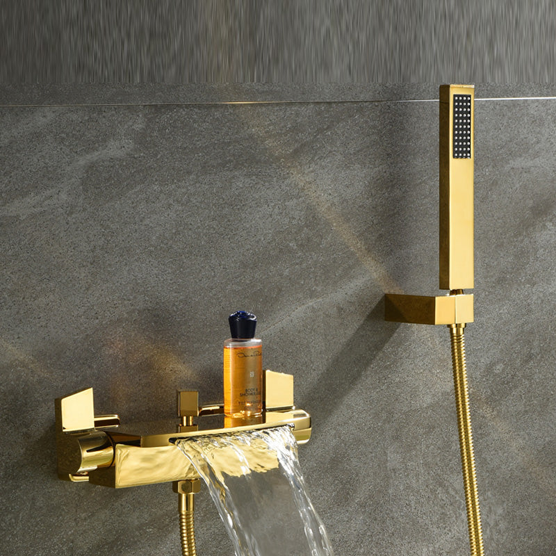 Wall Mounted Metal Tub Filler Low Arc Waterfall Tub Faucet Trim