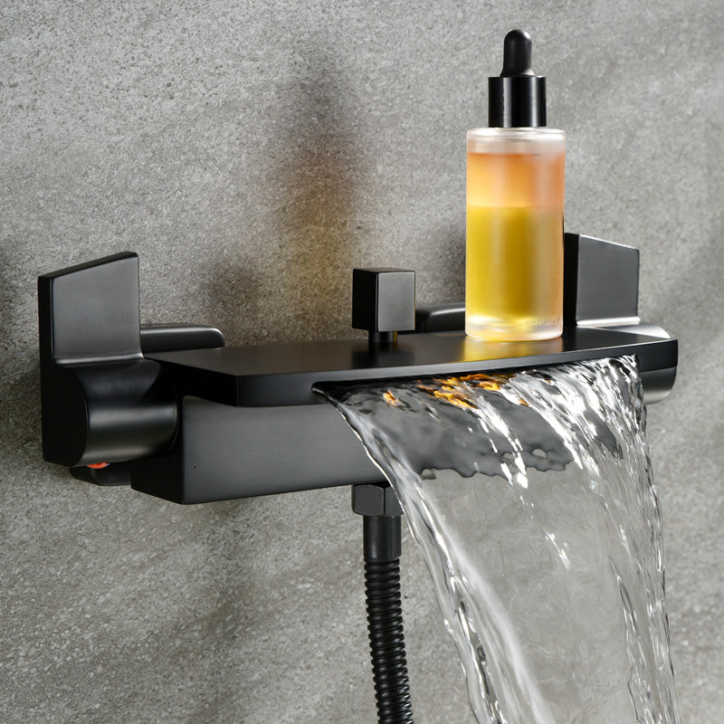 Wall Mounted Metal Tub Filler Low Arc Waterfall Tub Faucet Trim