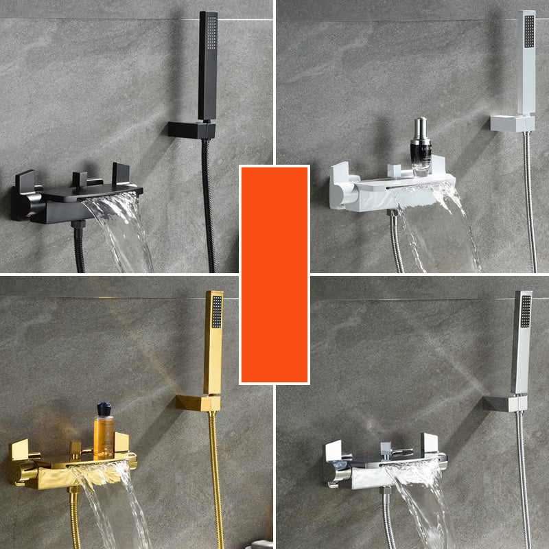 Wall Mounted Metal Tub Filler Low Arc Waterfall Tub Faucet Trim