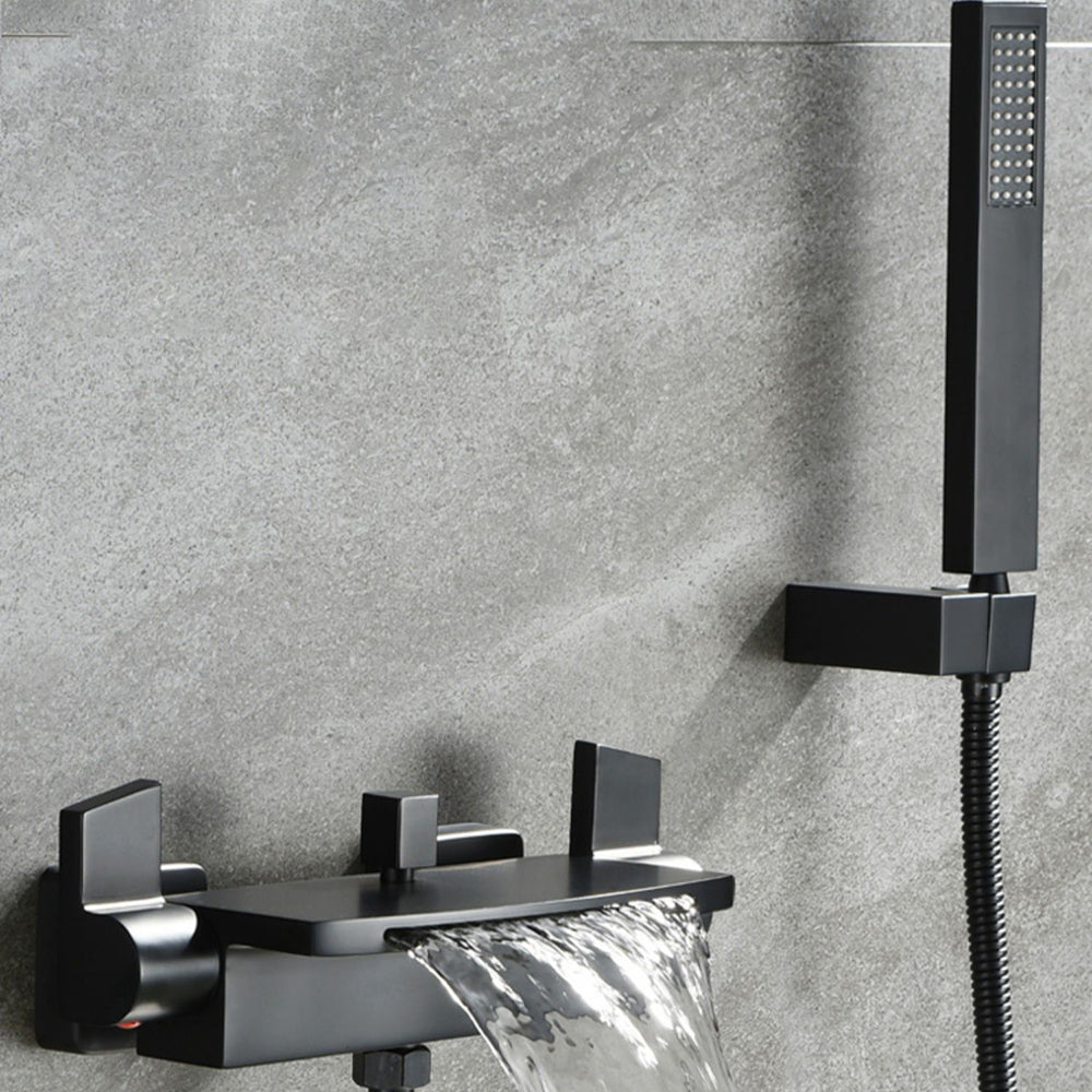 Wall Mounted Metal Tub Filler Low Arc Waterfall Tub Faucet Trim