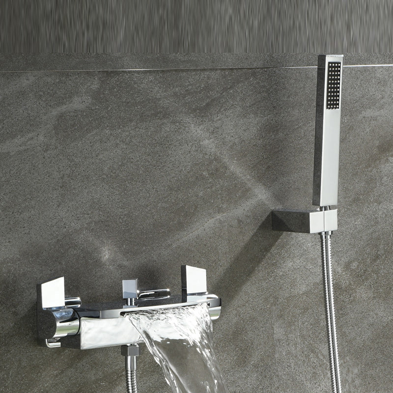 Wall Mounted Metal Tub Filler Low Arc Waterfall Tub Faucet Trim