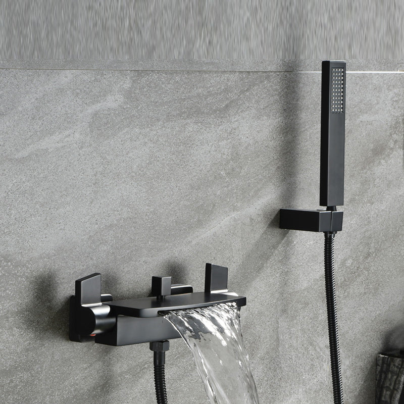 Wall Mounted Metal Tub Filler Low Arc Waterfall Tub Faucet Trim