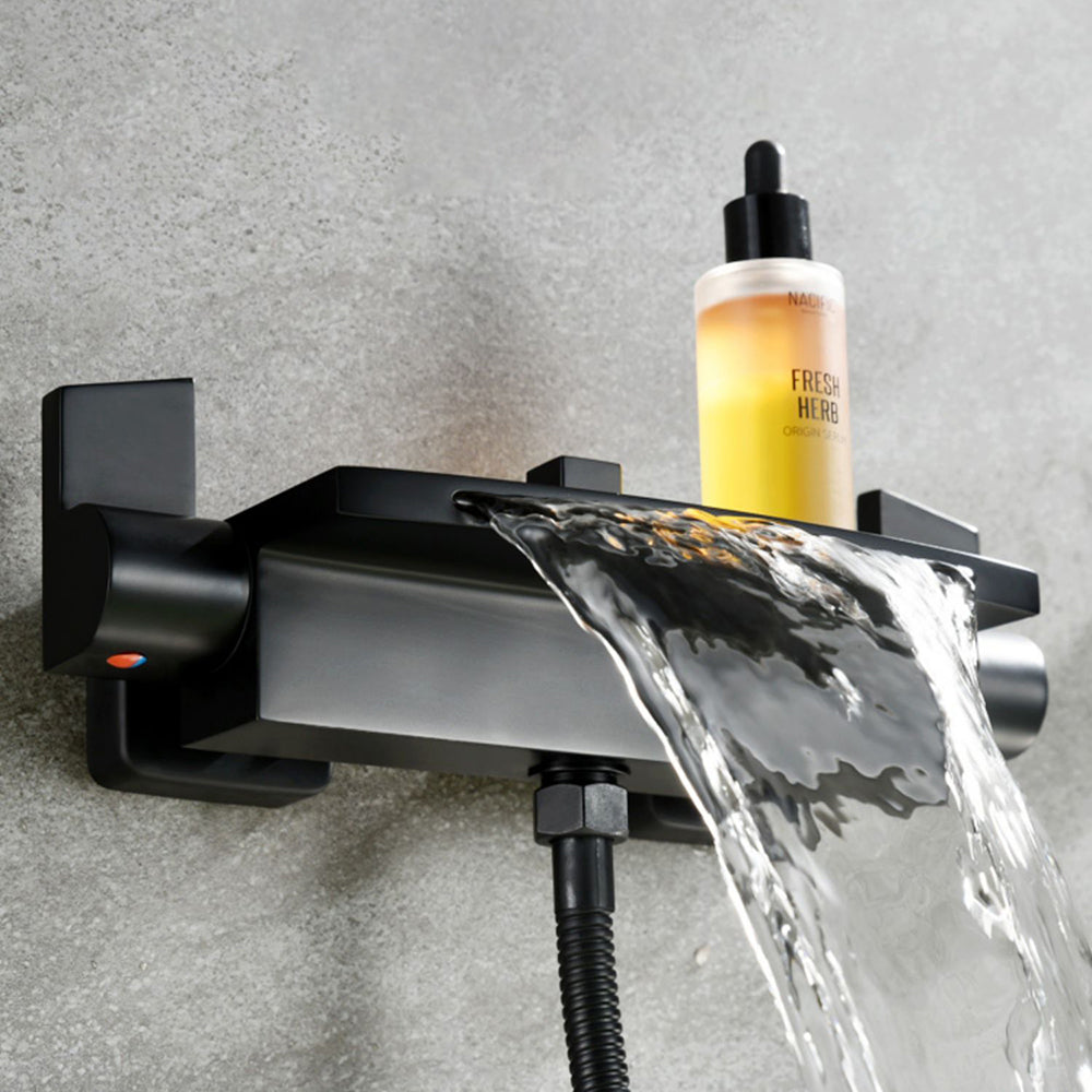 Wall Mounted Metal Tub Filler Low Arc Waterfall Tub Faucet Trim