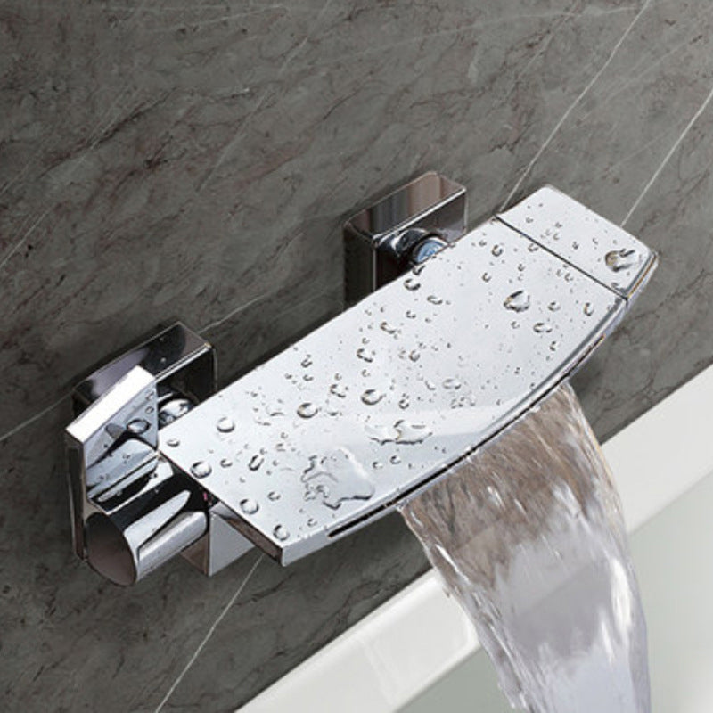 Wall Mounted Metal Tub Filler Low Arc Waterfall Tub Faucet Trim