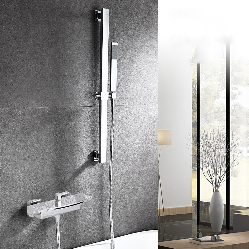 Wall Mounted Metal Tub Filler Low Arc Waterfall Tub Faucet Trim