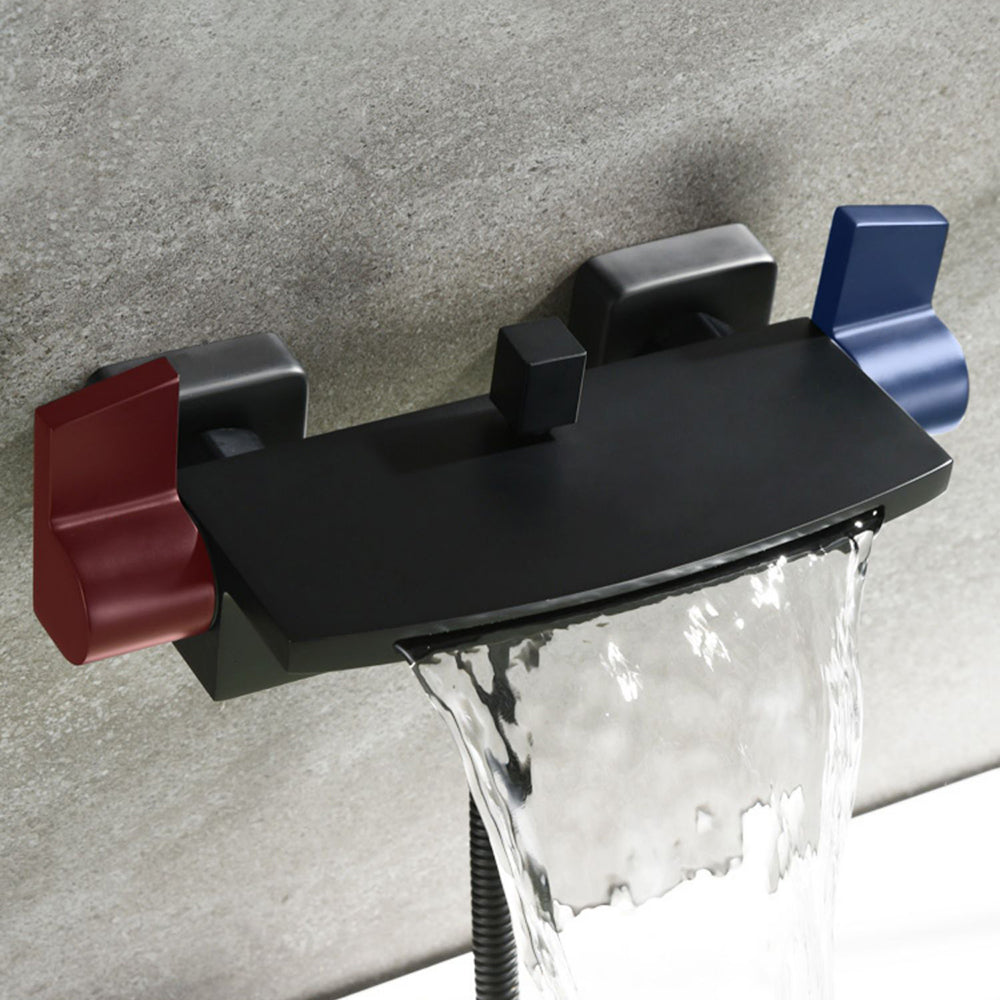 Wall Mounted Metal Tub Filler Low Arc Waterfall Tub Faucet Trim