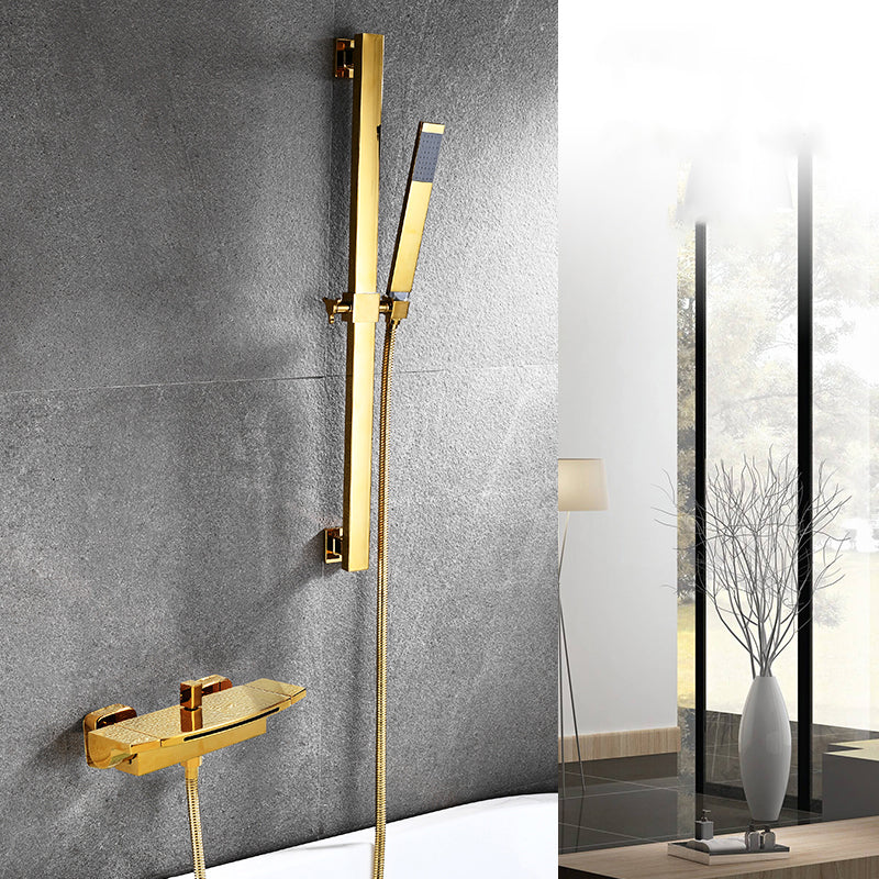 Wall Mounted Metal Tub Filler Low Arc Waterfall Tub Faucet Trim