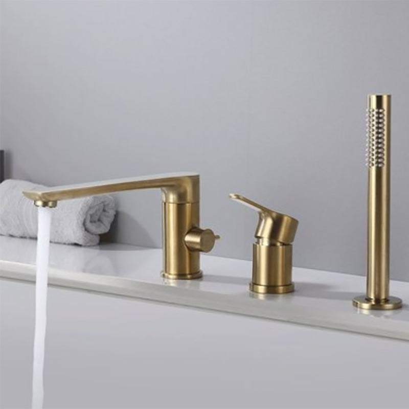 Contemporary Deck Mounted Roman Metal Tub Faucet Low Arc Roman Tub Faucet Set