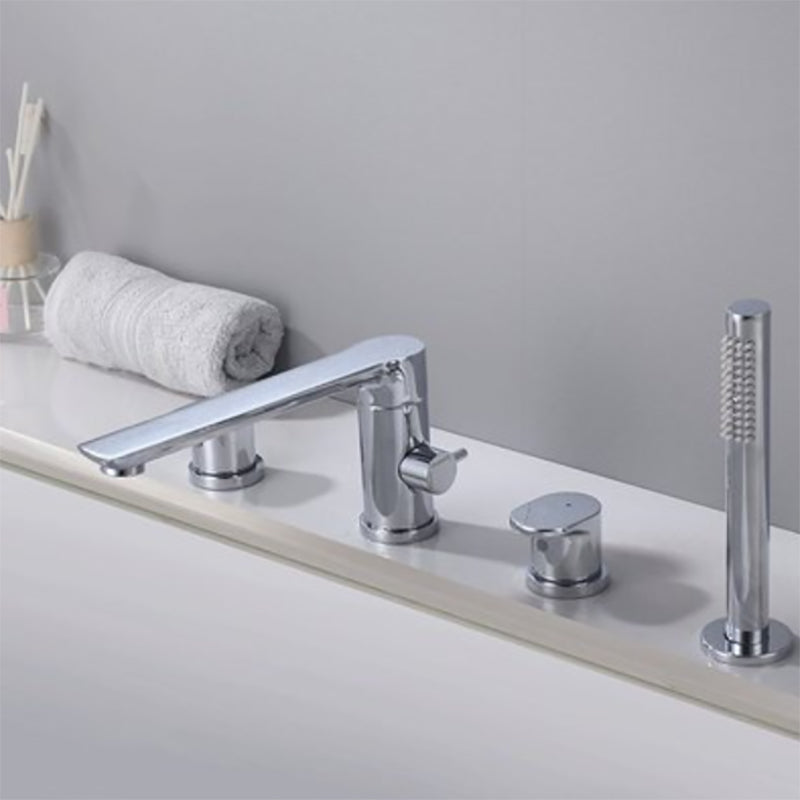 Contemporary Deck Mounted Roman Metal Tub Faucet Low Arc Roman Tub Faucet Set