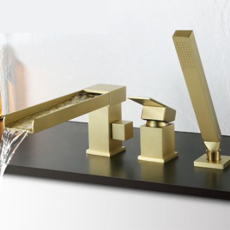 Contemporary Deck Mounted Roman Metal Tub Faucet Low Arc Roman Tub Faucet Set
