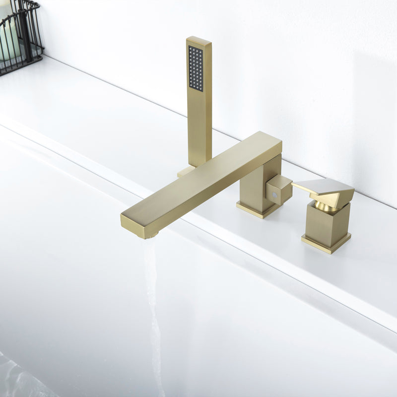 Contemporary Deck Mounted Roman Copper Tub Faucet Low Arc Roman Tub Faucet Set