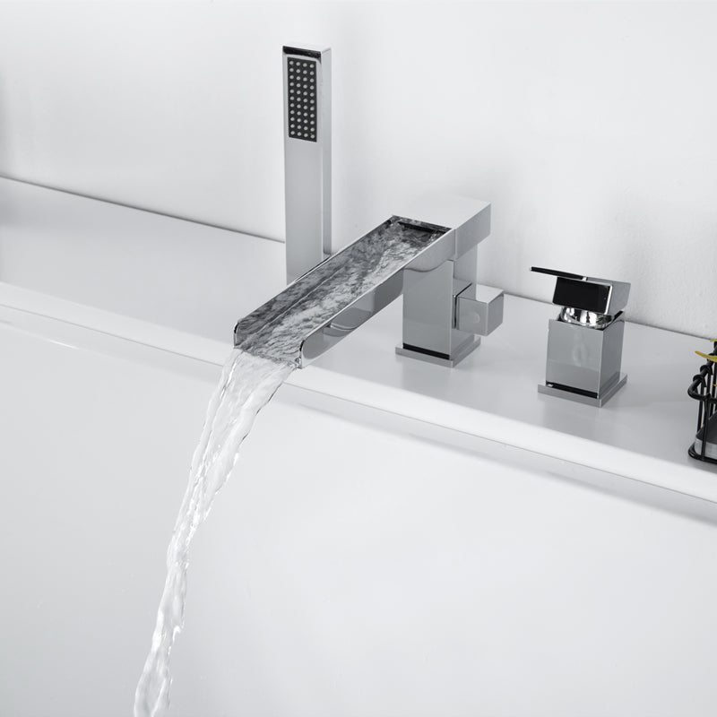 Contemporary Deck Mounted Roman Copper Tub Faucet Low Arc Roman Tub Faucet Set