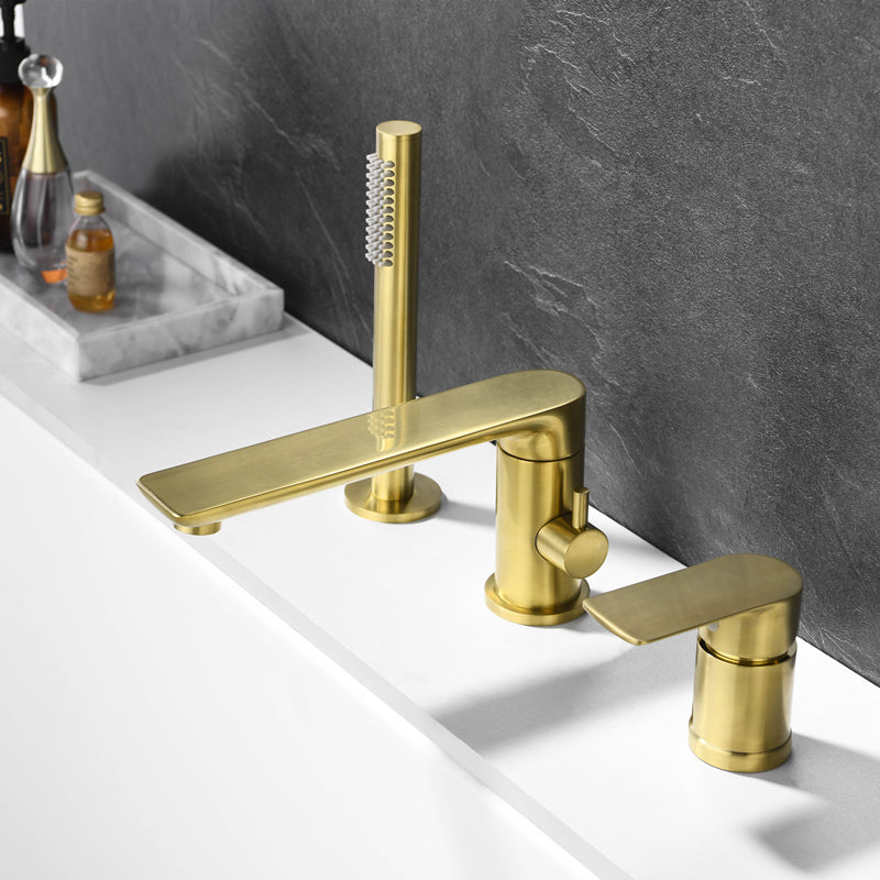 Contemporary Deck Mounted Roman Copper Tub Faucet Low Arc Roman Tub Faucet Set
