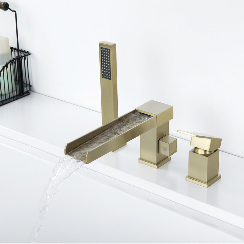 Contemporary Deck Mounted Roman Copper Tub Faucet Low Arc Roman Tub Faucet Set