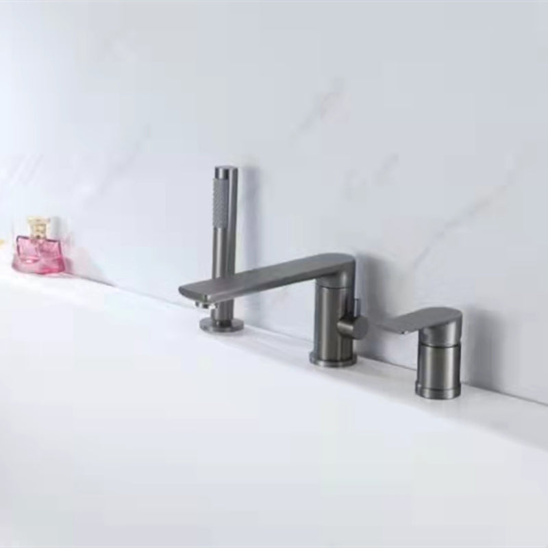 Contemporary Deck Mounted Roman Copper Tub Faucet Low Arc Roman Tub Faucet Set