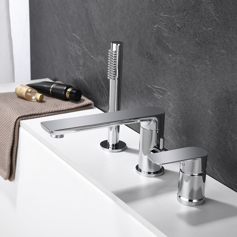Contemporary Deck Mounted Roman Copper Tub Faucet Low Arc Roman Tub Faucet Set