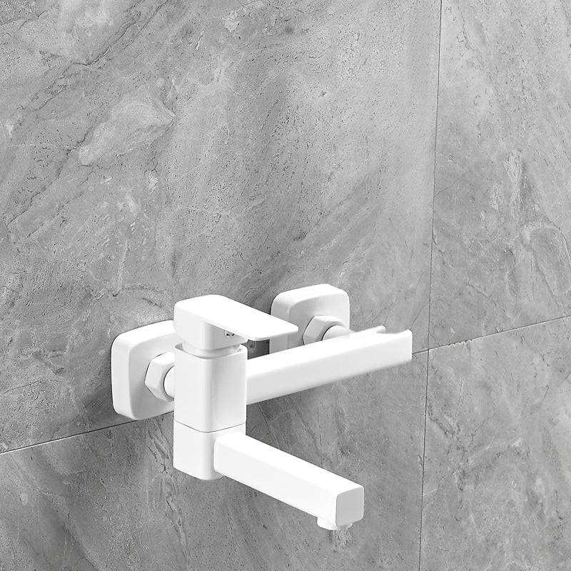 Wall Mounted Metal Tub Filler Low Arc Rotatable Bathroom Faucet