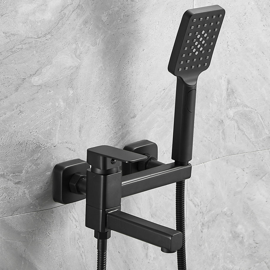 Wall Mounted Metal Tub Filler Low Arc Rotatable Bathroom Faucet