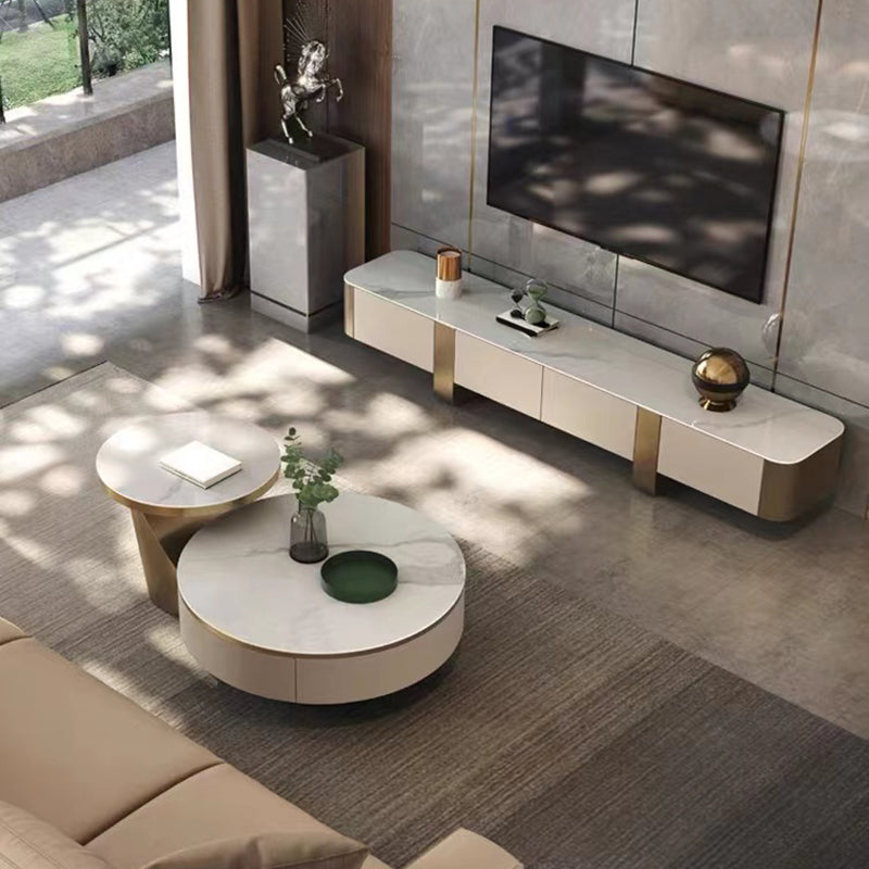 Stone TV Stand Console Contemporary TV Media Console with Drawers