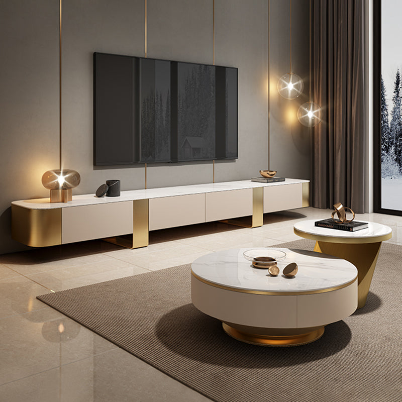 Stone TV Stand Console Contemporary TV Media Console with Drawers