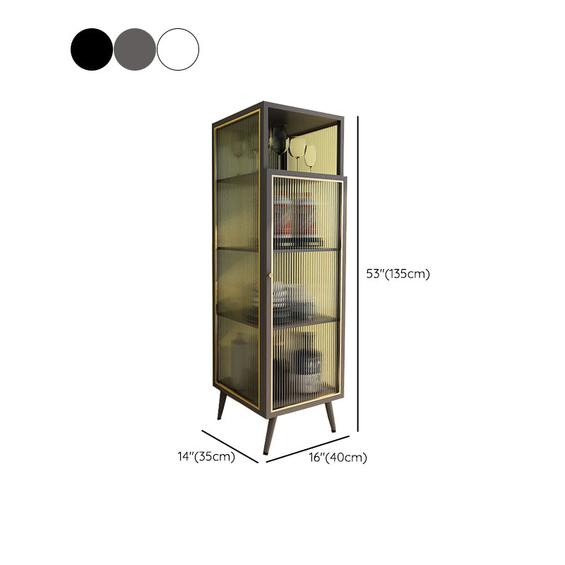 Contemporary Curio Cabinet Metal Glass Doors Hutch Buffet for Dining Room