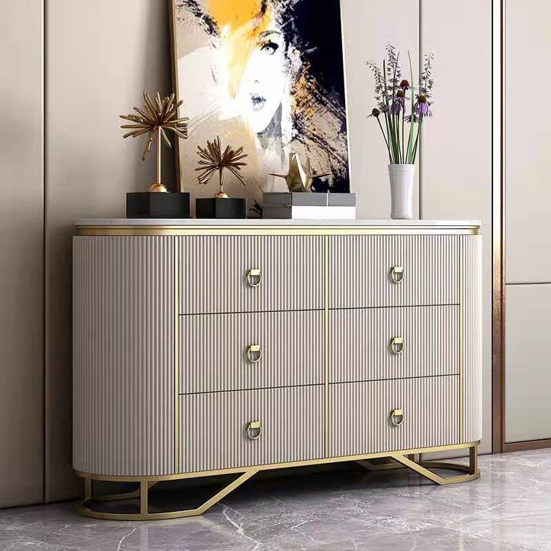 15.6-inch Width Classic Glam Storage Chest Stone Dresser with 6 Drawers