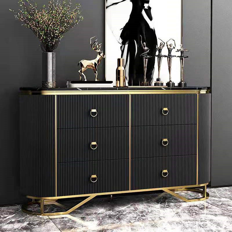 15.6-inch Width Classic Glam Storage Chest Stone Dresser with 6 Drawers