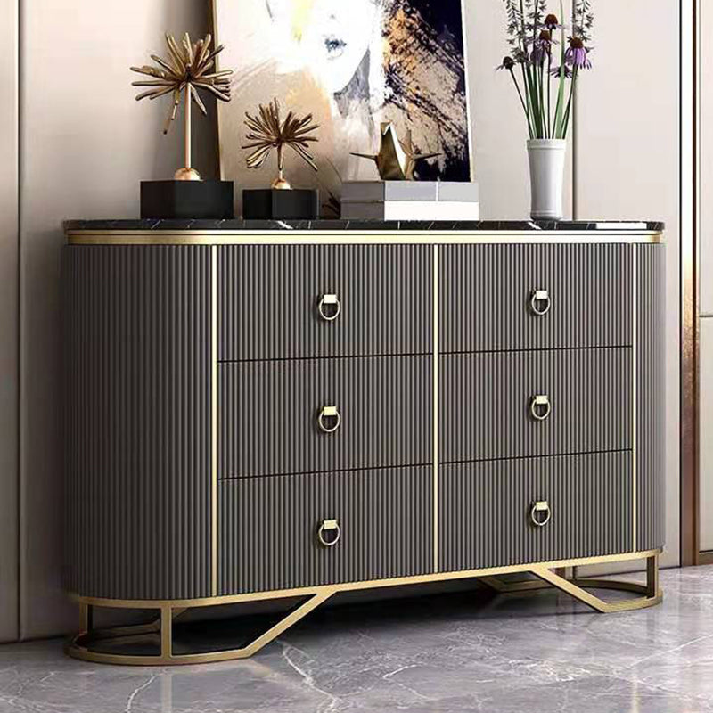 15.6-inch Width Classic Glam Storage Chest Stone Dresser with 6 Drawers