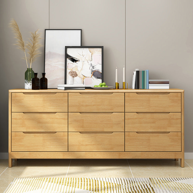 Ultra-Modern Rubberwood Double Dresser Horizontal Storage Chest Dresser for Bedroom