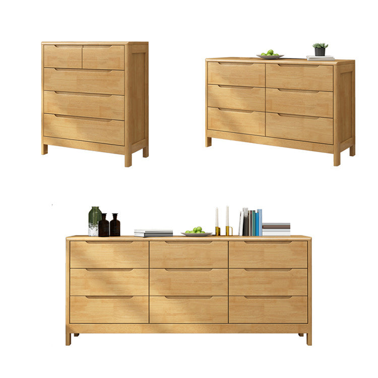 Ultra-Modern Rubberwood Double Dresser Horizontal Storage Chest Dresser for Bedroom