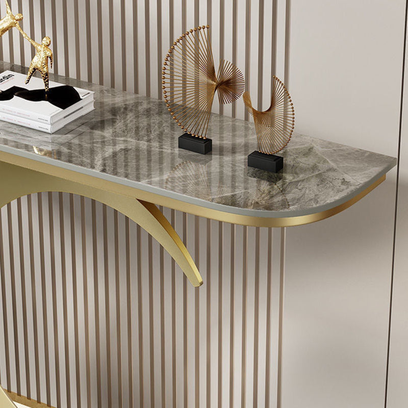 Contemporary Stone Console Table Half Moon Console Sofa Table for Hall