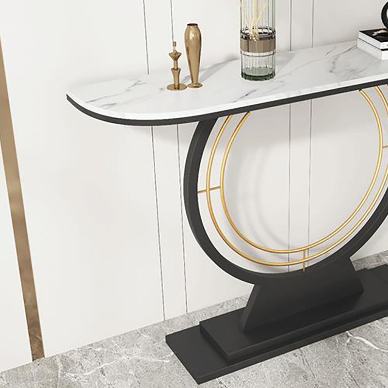 Contemporary Console Accent Table Antique Finish Half Moon Console