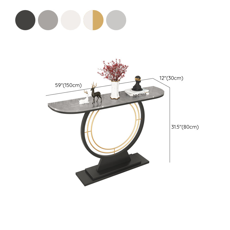 Contemporary Console Accent Table Antique Finish Half Moon Console