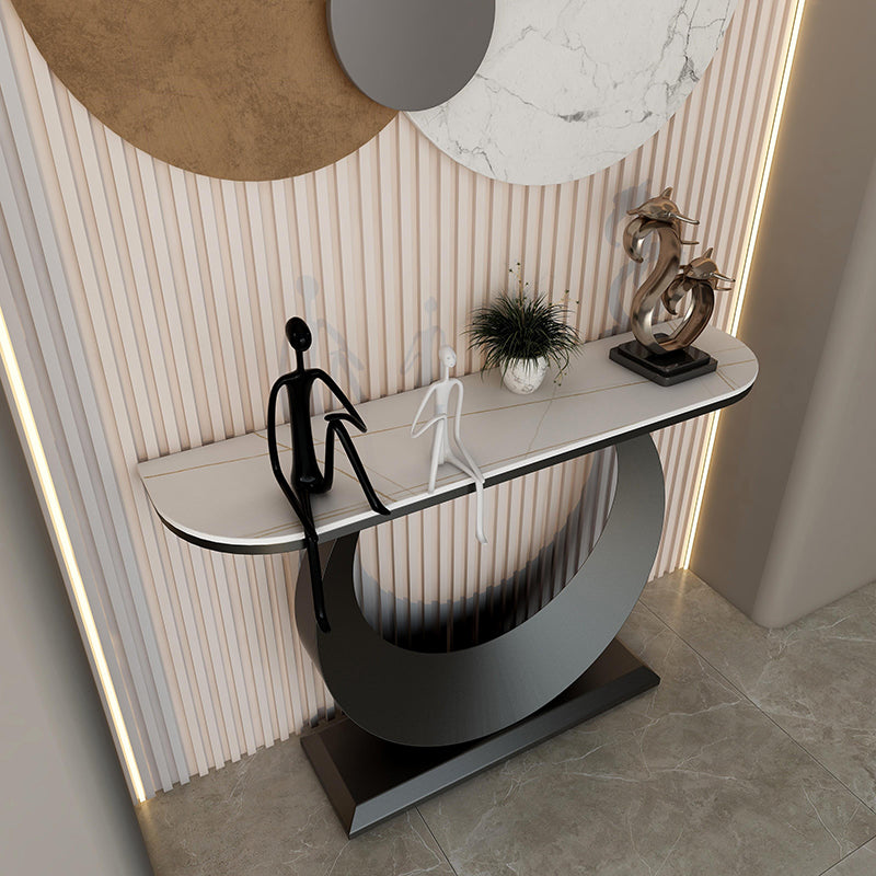 Modern Half Moon Console Table Antique Finish Console Sofa Table