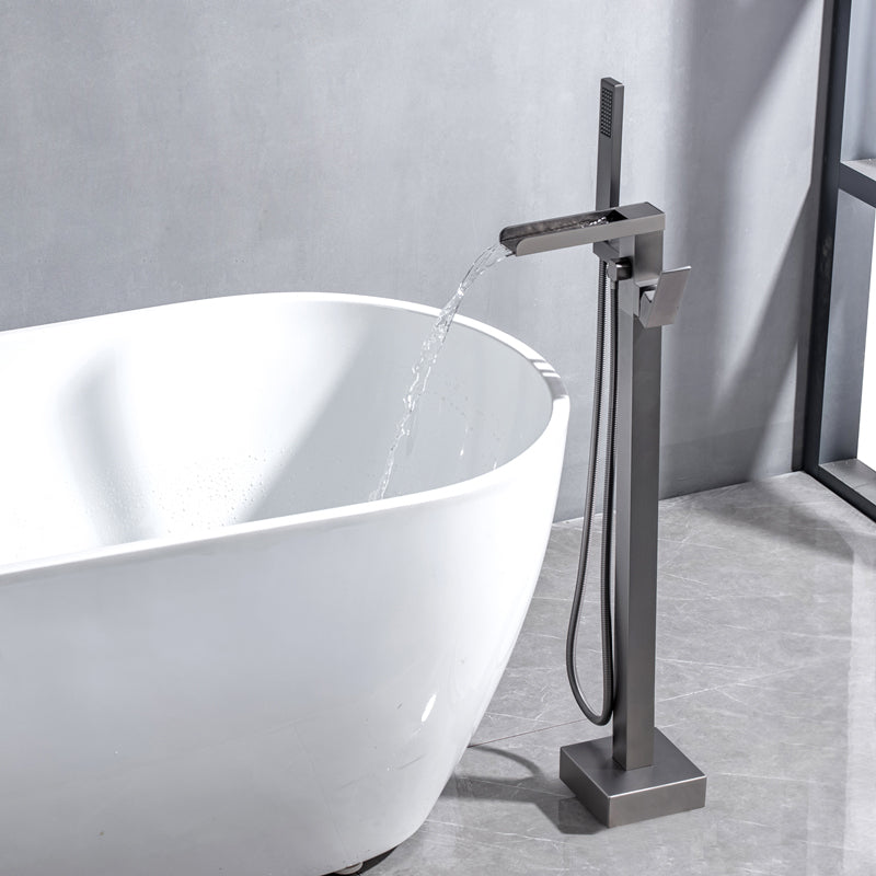 Floor Mounted Metal Freestanding Tub Filler Swivel Freestanding Faucet with Spray Gun