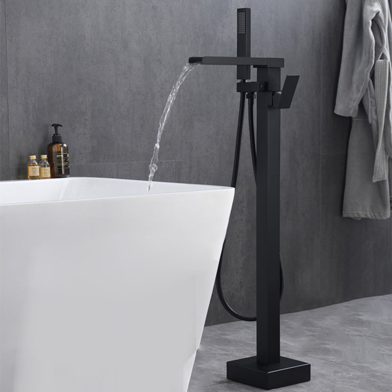 Floor Mounted Metal Freestanding Tub Filler Swivel Freestanding Faucet with Spray Gun
